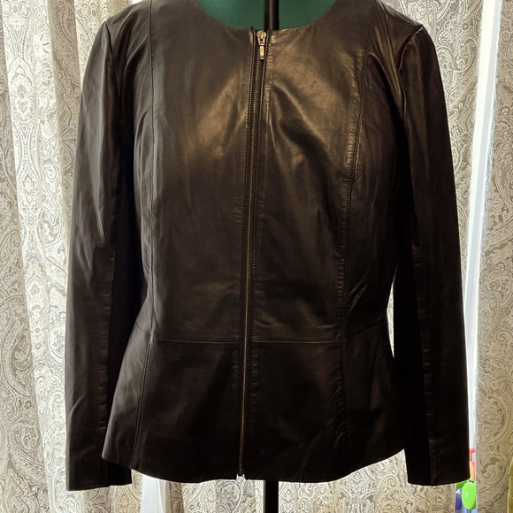 Sejour Jackets & Blazers - Sejour Black Leather Zip-Front Jacket